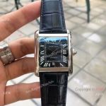 Replica Cartier Tank Francaise 43mm Watches Black Leather Band